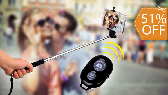 [Imagen:#ButFirstLetMeTakeASelfie ¡Paga $27 en vez de $55 por Selfie Stick con Control Bluetooth para fotos!]