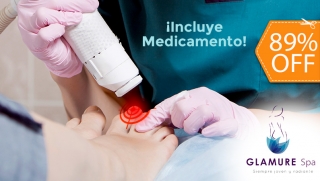 [Image: Sesión Láser para 2 Uñas con Hongo + Medicamento para Combatir la Onicomicosis (30 ml) + Evaluación Médicam]