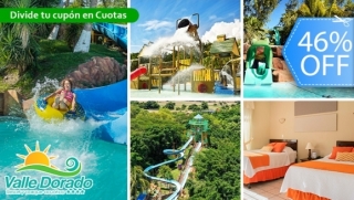 [Image: ¡Valle Dorado Resort! Estadía para 2, Desayunos, Ingreso al Parque Acuático y Más. (Cupones Limitados)m]