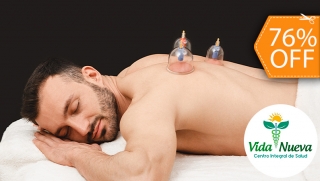 [Image: 2 Masajes Relajantes + 2 Terapias de Percusión o 2 Cuppings en Espalda + 2 Ajustes Quiroprácticos y Másm]
