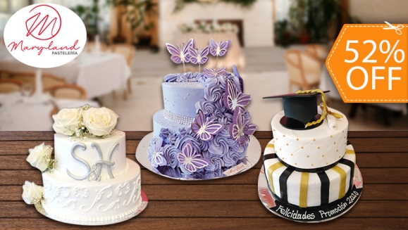 [Image: ¡Paga $65 en Lugar de $135 por Pastel de 2 Pisos de 60 Porciones con Relleno Premium + Decoración para Boda, 15 Años o Graduación!m]