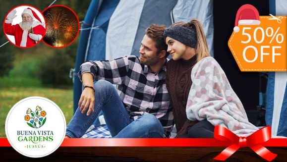 [Image: ¡Paga $37.50 en Vez de $75 por Camping al Aire Libre para 2 con Acceso a Show Navideño con Llegada de Santa + Fuegos Artificiales + Quema de Estrellitas +  1 Tienda de Campaña + 2 Colchonetas + 2 Desayunos + 2 Cenas! ¡Solo 23 Cupones Disponibles!m]