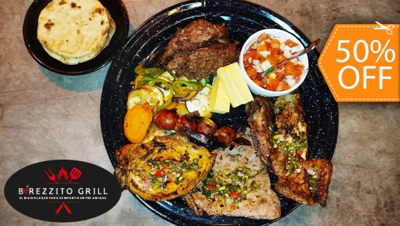 [Image: ¡Paga $15 en Lugar de $30 por Parrillada para 2 Personas, Incluye: 6 Onz de Lomo de Res + 6 Onz de Filete de Pollo + 6 Onz de Costilla de Cerdo + 4 Chorizos de Tusa + Acompañamientos: Casamiento, Vegetales, Queso + 2 Sodas!m]