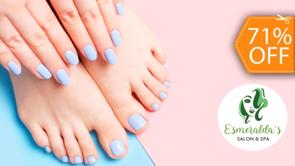 [Image: ¡Paga $12 en Lugar de $42 por Manicure Spa + Pedicure Spa + Esmaltado Permanente Marca Gelish en Manos y Pies!m]