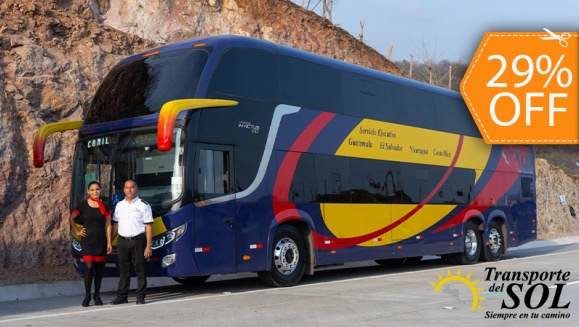 [Image: ¡Viaja en Bus Clase Ejecutiva con Transporte del Sol! ¡Paga $46 en Lugar de $65 por Viaje Redondo de El Salvador - Guatemala - El Salvador!m]