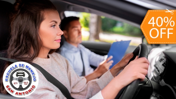 [Image: ¡Paga $96 en Lugar de $160 por 10 Clases Prácticas de Manejo en Carro Sedan Estándar o Motocicleta + 6 Clases Teóricas + 1 Clase de Mecánica Básica + 20% de Descuento en Trámite de Licencia en Escuela de Manejo San Antonio!m]