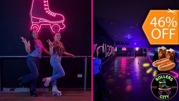[Image: ¡Paga $11 en Lugar de $20.50 por Sesión de 30 Minutos de Patinaje para 2 Personas + Alquiler de Patines + 2 Hot Dogs + 2 Tés Helados!m]