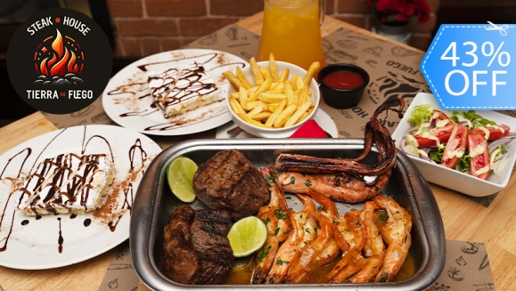 [Image: ¡Nueva Parrillada de Carnes y Mariscos! ¡Paga Q299 en Lugar de Q521 por “Maristierra" Familiar Hasta Para Compartir con: 1 Lb de Lomito o Puyazo + 1/2 Lb de Camarones + 1/2 Lb de Pulpo + 2 Guarniciones + Pichel de Bebida + 2 Postres!m]