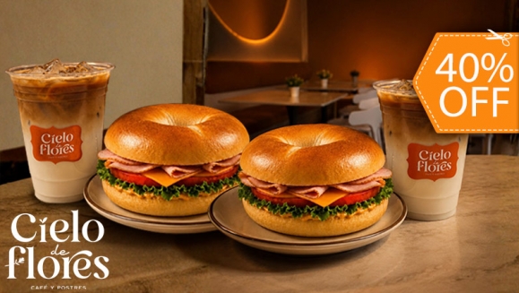 [Image: ¡Irresistible y Delicioso! ¡Paga $9 en Lugar de $15 por 2 Bagels Primavera + 2 Iced Lattes!m]