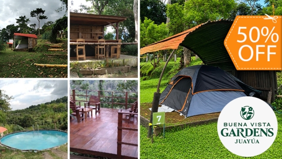 [Image: ¡Paga $35 en Lugar de $70 por Camping al Aire Libre para 2 que Incluye: 2 Entradas al Ecoparque + Tienda de Campaña + 2 Colchonetas + 2 Desayunos + Fogata y Más! ¡Solo 73 Disponibles!m]