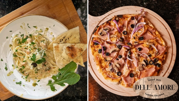 [Image: ¡Atención Amantes de la Comida Italiana! ¡Paga $28 en Lugar de $54.80 por Banquete para 4 que Incluye: 2 Pizzas (Margarita y Diavola) + 2 Pastas Alfredo con Pollo + 4 Té Helados con Refill!m]