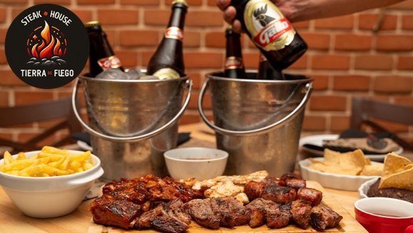 [Image: ¡Parrillada Familiar! ¡Paga Q299 en Vez de Q500 por Parrillada Mixta de 2 Lb con: Puyazo o Lomito + Costilla de Cerdo BBQ + Filete de Pollo + Chorizo Argentino + Chimichurri + Chirmol + 2 Acompañamientos a Elección + 1 Cubetazo de 6 Cervezas Gallo!m]