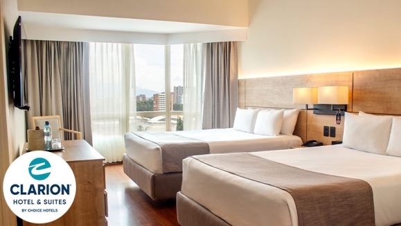 [Image: ¡Vacaciones de Lujo en la Ciudad de Guatemala! ¡Paga $110 en Lugar de $176.87 por Estadía en Clarion Hotel &amp; Suites: Suite Deluxe Doble Hasta Para 2 Adultos y 2 Niños + 2 Desayunos y Más! ¡Solo 13 Cupones Disponibles!m]