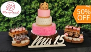 [Imagen:¡Paga $130 en Lugar de $260 por Pastel de 100 Porciones con Relleno Premium + Mesa de Postres + Montaje Especial!]