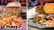 [Imagen:¡Paga $12 y Consume $24 en el Menú de El Place: Hamburguesas, Tacos, Burritos, Entradas, Bebidas y Postres!]