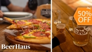 [Image: ¡Paga $15 en Lugar de $30 por 1 Pichel de 60 Onz de Cerveza Artesanal en BeerHaus + 1 Pizza de 8 Porciones!m]