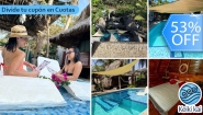 [Image: ¡Paga Q399 en Vez de Q850 por 1 Noche para 2 Personas en Cabaña Tipo Hawaii con Baño Privado o Habitaciones Dobles con Baño Privado + Uso de Instalaciones: Piscina, Hamacas y Más!m]