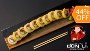 [Image: ¡El Plan se Enrolla Mejor con Don Li! ¡Paga $20 en Lugar de $35.45 Por Menú para 2 con: 2 Sushi Rolls a Elección entre California, Crunchy, Boneless, Crunchy Crab, Honolulu o Char Siu Roll + Orden de Wantán de Pollo + Postre + Pichel de Té Helado!m]